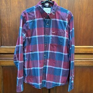 Hollister Men’s Stretch Cotton Plaid Long Sleeved Button Down Shirt Sixe XL